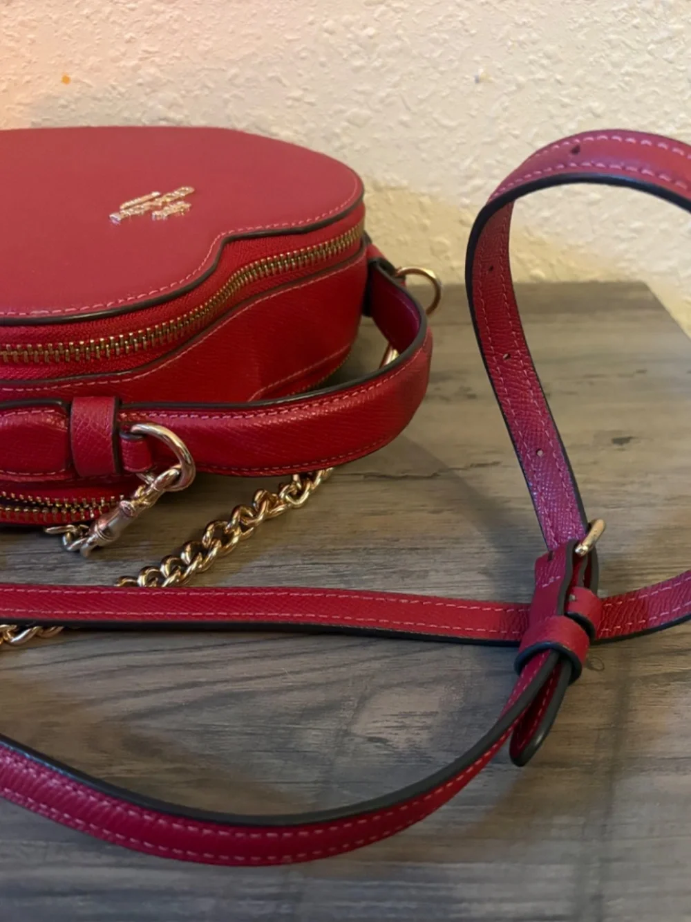 Coach Red Heart Crossbody Bag Purse Gold Hardware